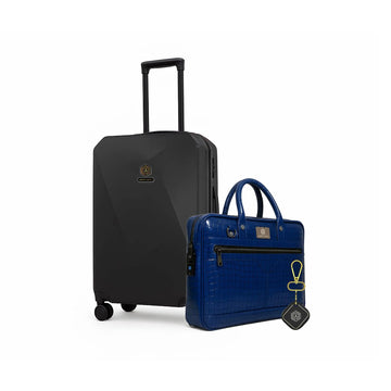Arista Spot Pro - Luggage Black + Croc-Textured Blue + Key Chain