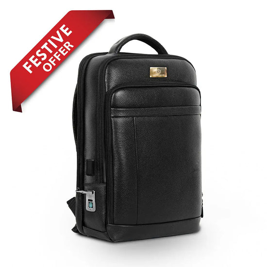 Smart Fingerlock Backpack Leather in (Black) Arista Vault