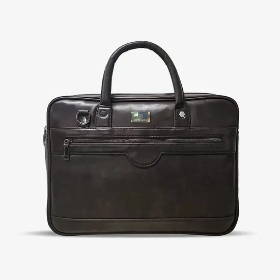 Brown Premium Vegan Leather Business Bag with Fingerprint Lock System