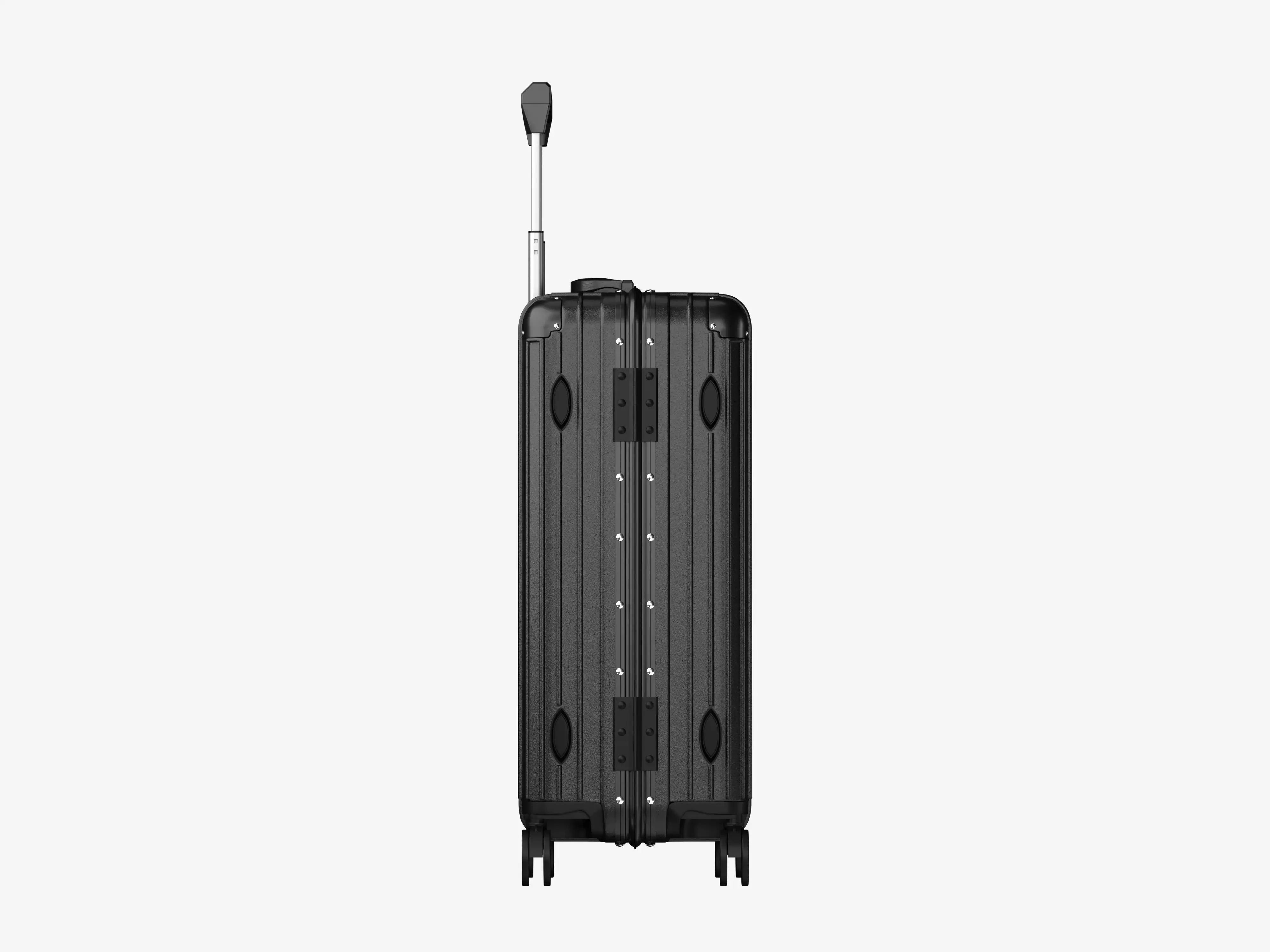 Close-up of Smart Aviator Luggage FingerLock System with USB Charging Port in Black Finish
