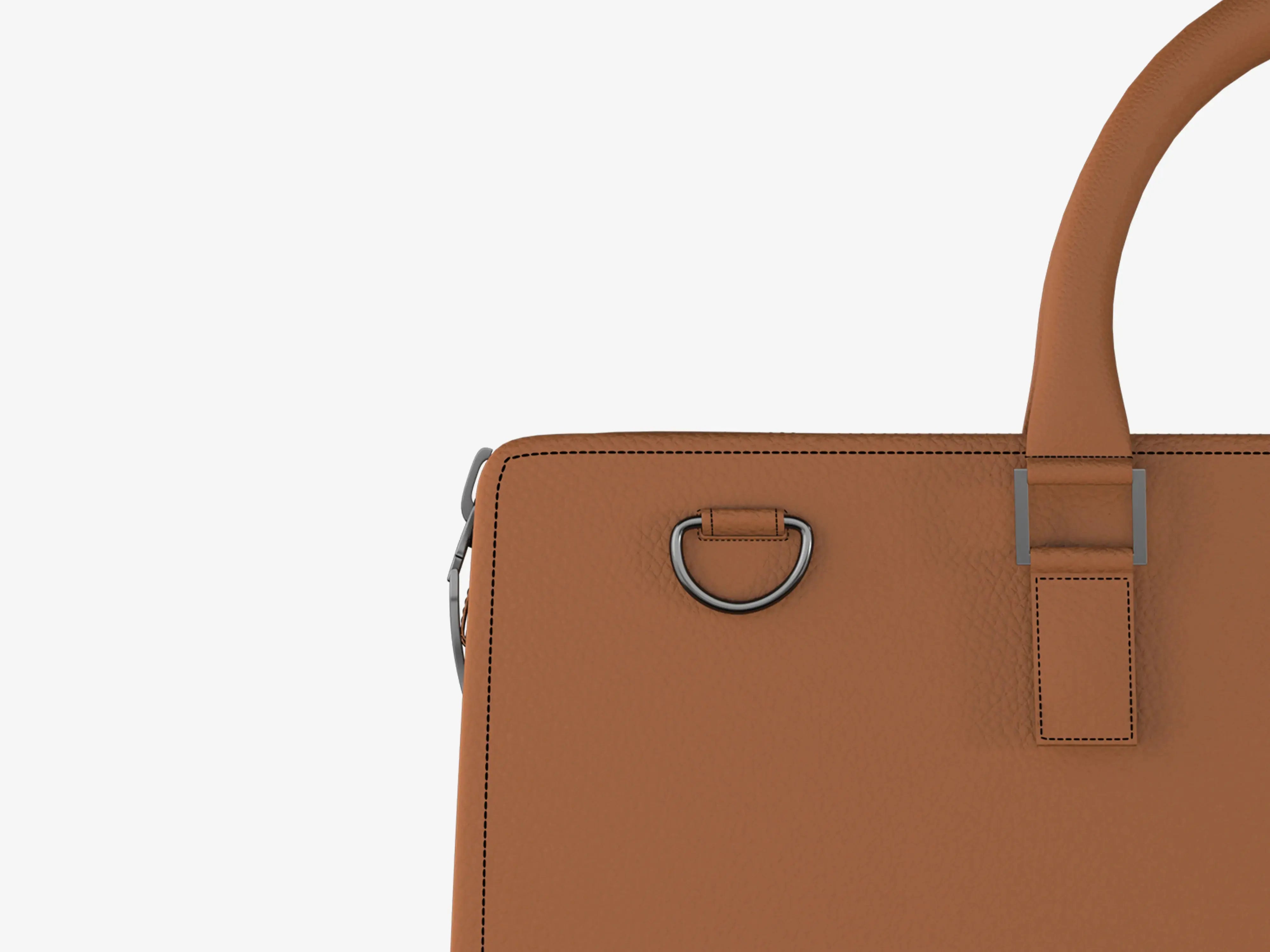 Close-up of Fingerprint Scanner on Tan Techbag with Status Indicator and Charging Port