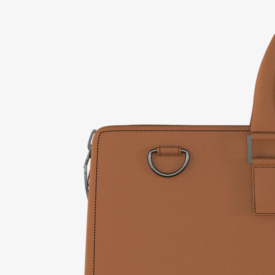 Close-up of Fingerprint Scanner on Tan Techbag with Status Indicator and Charging Port