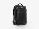 Premium Black Leather Backpack with Biometric Fingerprint Security and Business Organization Features