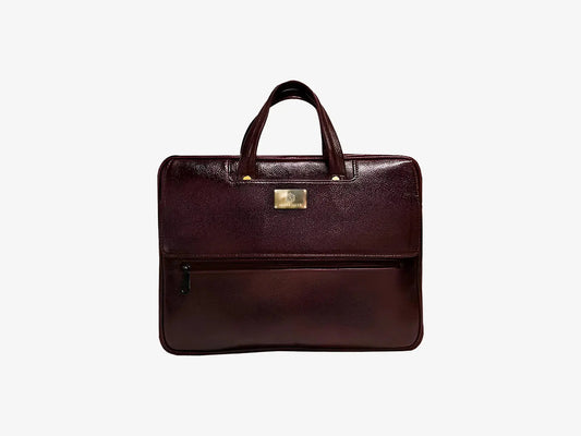 Premium Brown Leather Laptop Bag with Fingerprint Security Lock and Business Organization Features