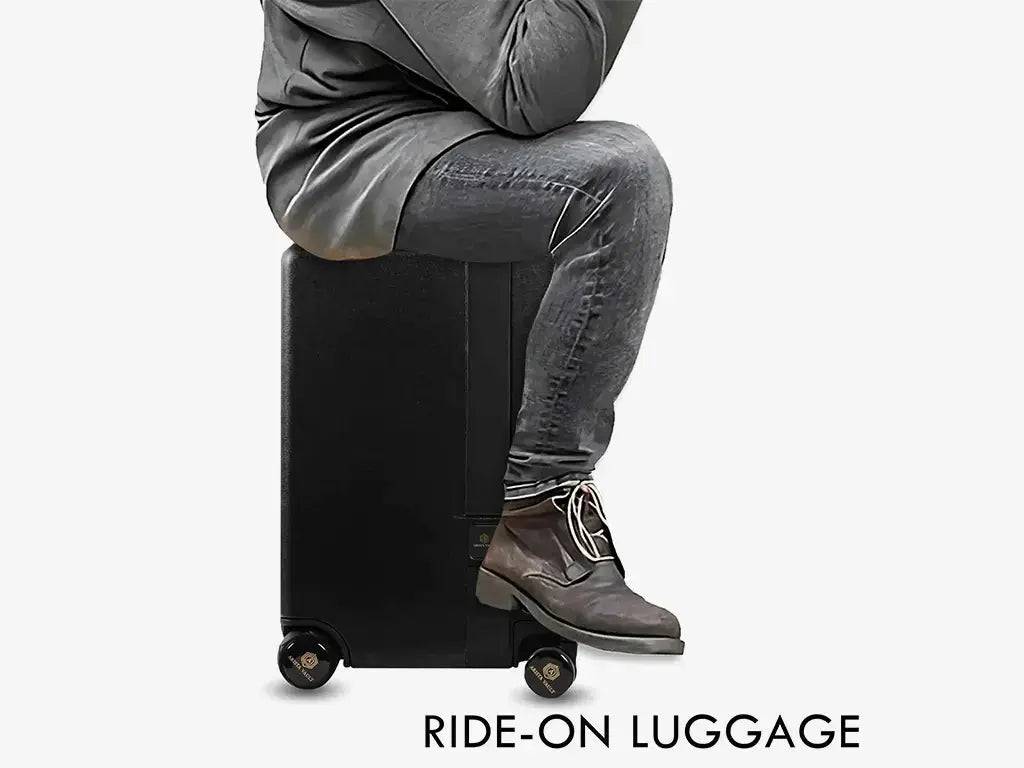 USB Charging Port on Black Follow Me Luggage for Charging Mobile Devices While Traveling