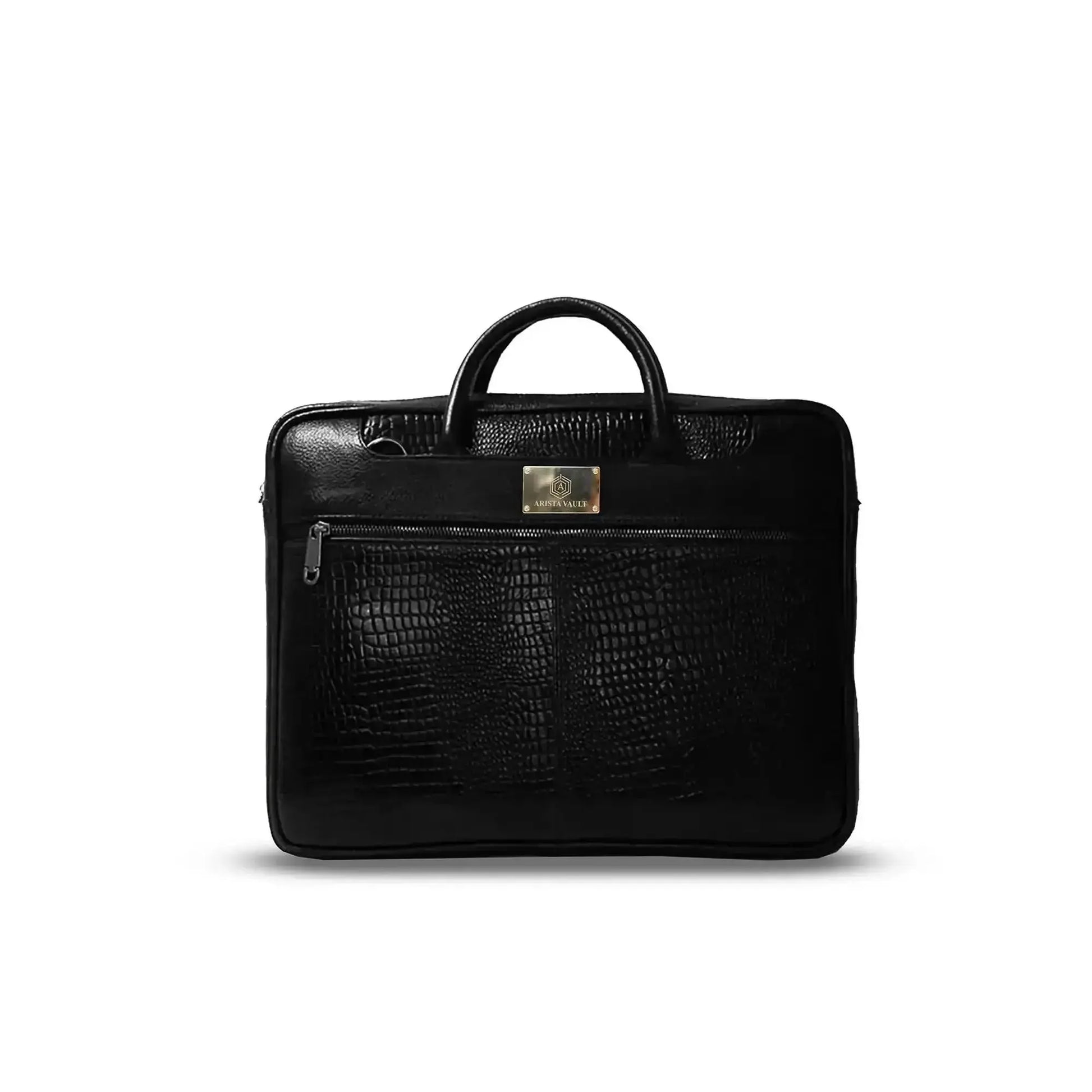 Croc-Textured Fingerlock Smart Leather Laptop Bag Arista Vault