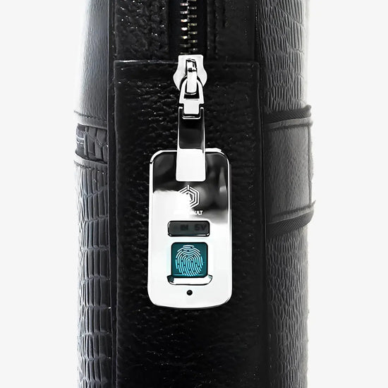 Side View of Black Croc Leather Business Bag with Smart Security Lock and Premium Finish