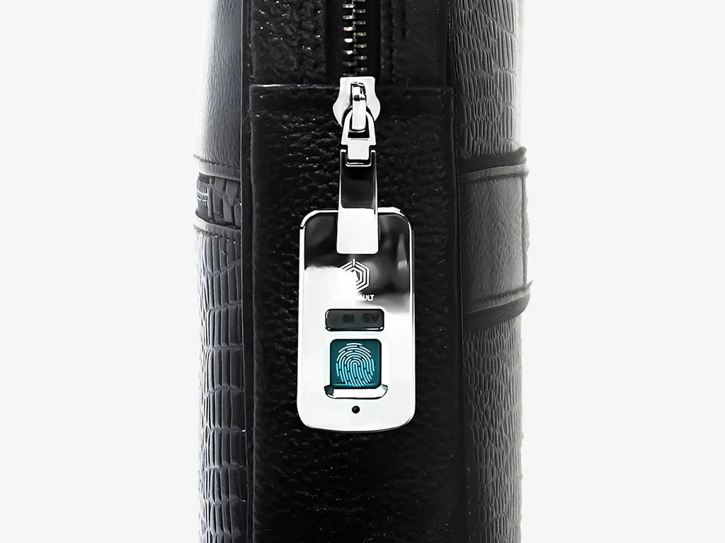 Side View of Black Croc Leather Business Bag with Smart Security Lock and Premium Finish
