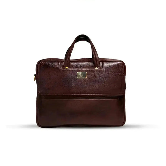 Fingerlock Smart Leather Laptop Bag (Brown) Arista Vault