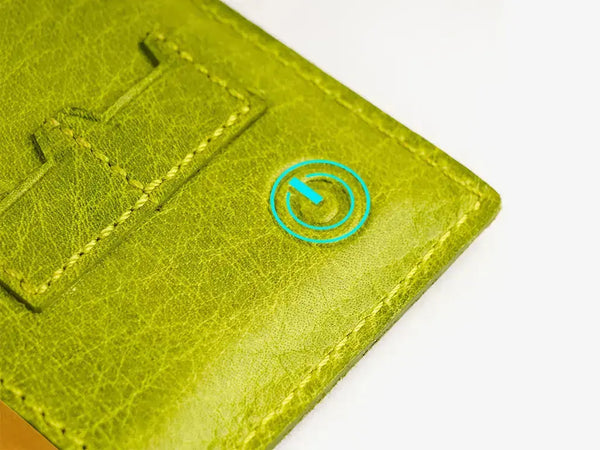 Side View of Green Smart Passport Holder Showing Slim Profile and Premium Leather Texture