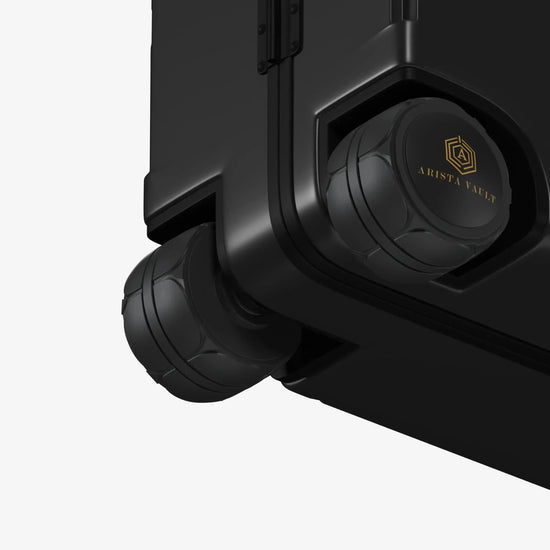 USB Charging Port on Grey Jarviz Smart Luggage for Charging Electronic Devices During Travel