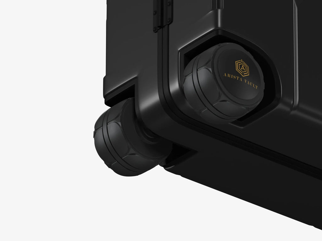 USB Charging Port on Grey Jarviz Smart Luggage for Charging Electronic Devices During Travel