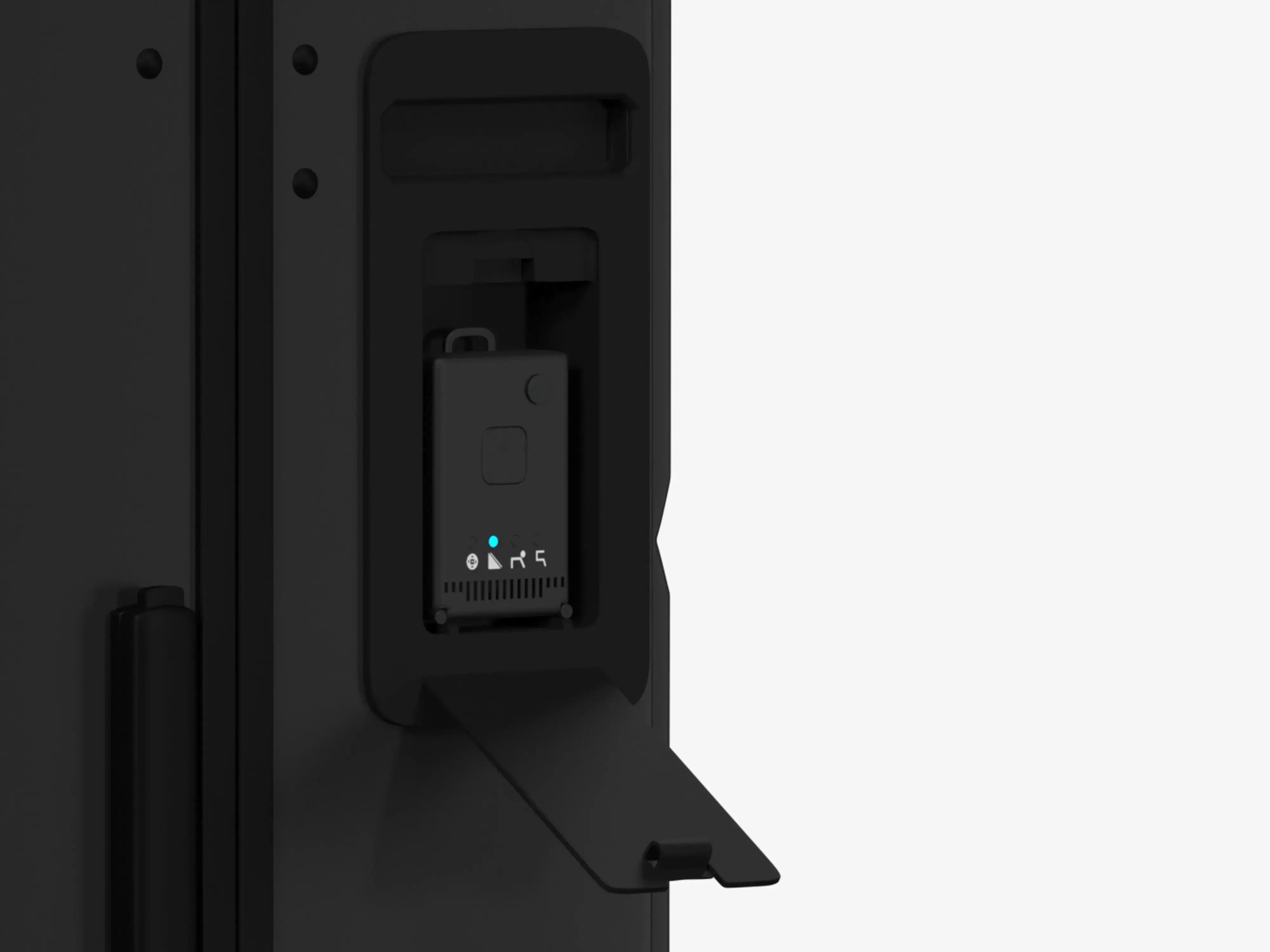 Side Profile of Grey Jarviz Luggage Showing Sleek Design and Smart Sensors