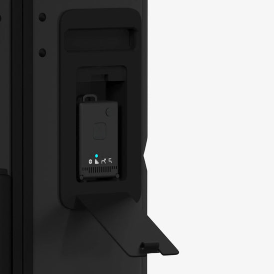 Side Profile of Grey Jarviz Luggage Showing Sleek Design and Smart Sensors