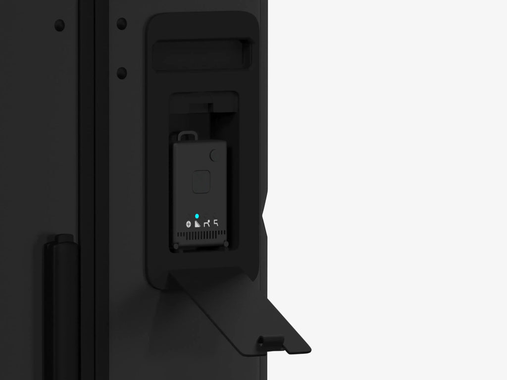 Side Profile of Grey Jarviz Luggage Showing Sleek Design and Smart Sensors