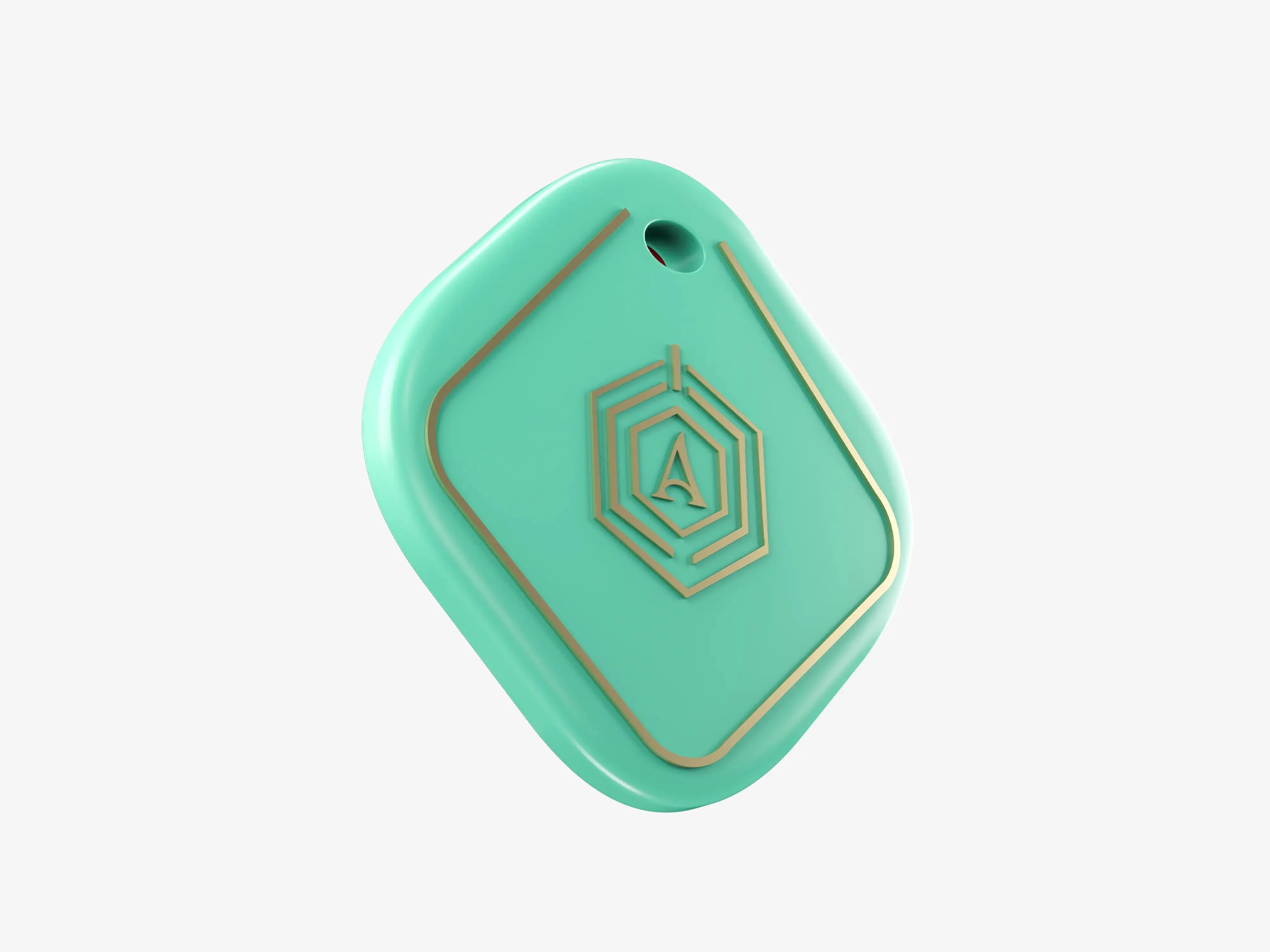 Side Profile of Mint Green Smart Keychain Showing Modern Design and Key Ring Attachment