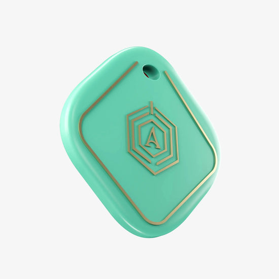 Side Profile of Mint Green Smart Keychain Showing Modern Design and Key Ring Attachment
