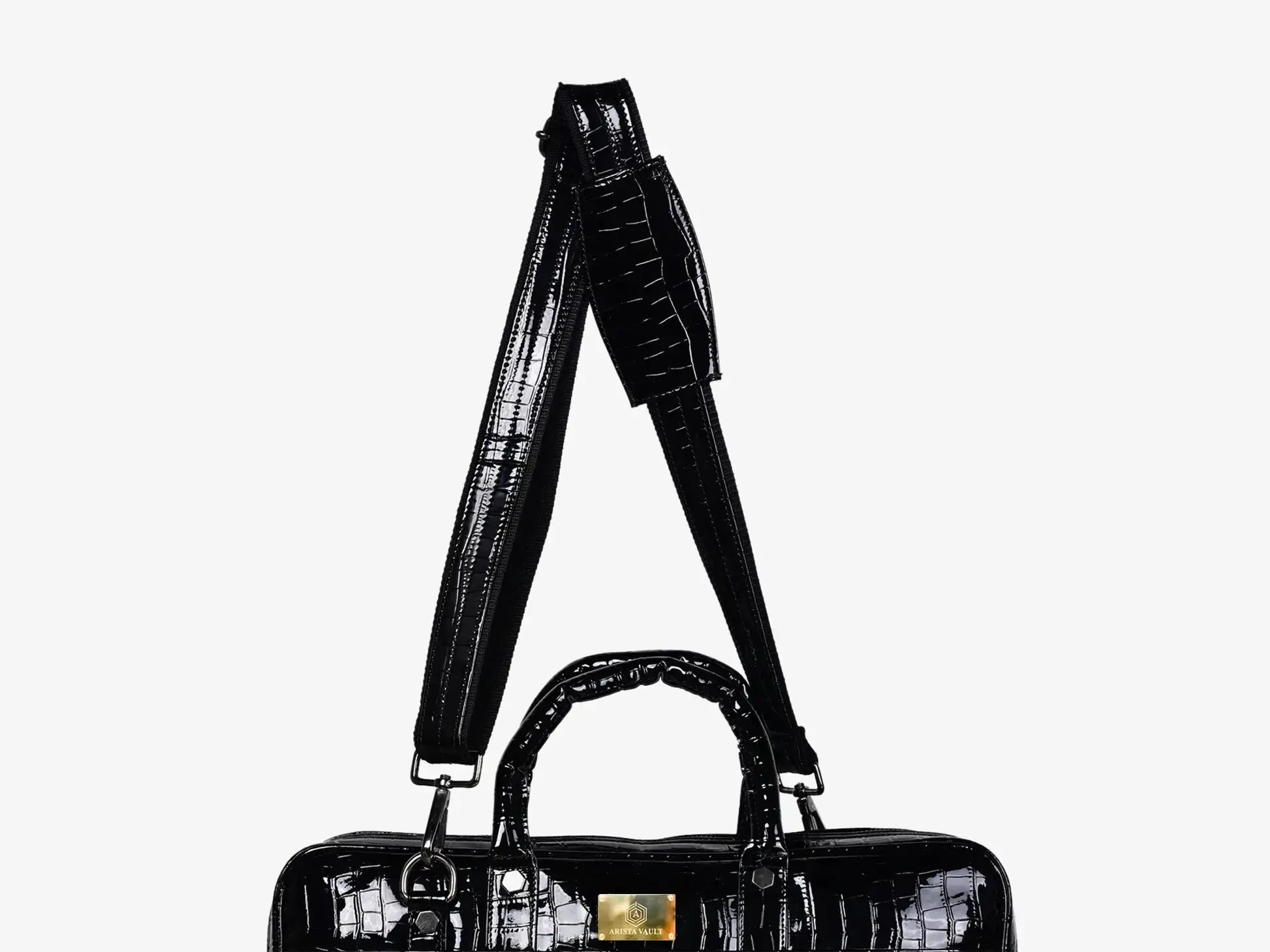 Inside View of Croc Textured Fingerlock Bag Showing Laptop Sleeve and Document Compartments