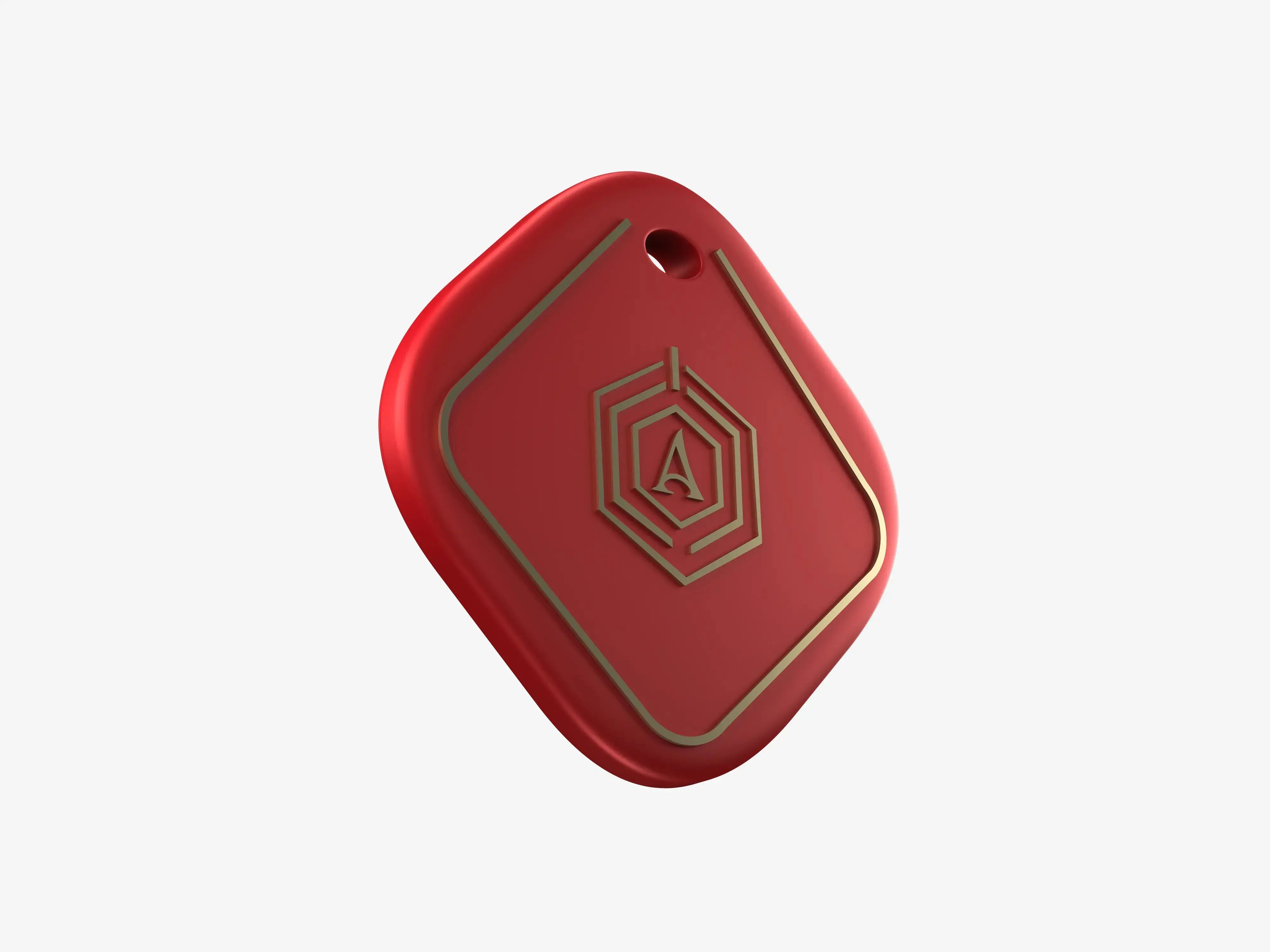 Side Profile of Red Smart Keychain Showing Compact Design and Key Ring Attachment