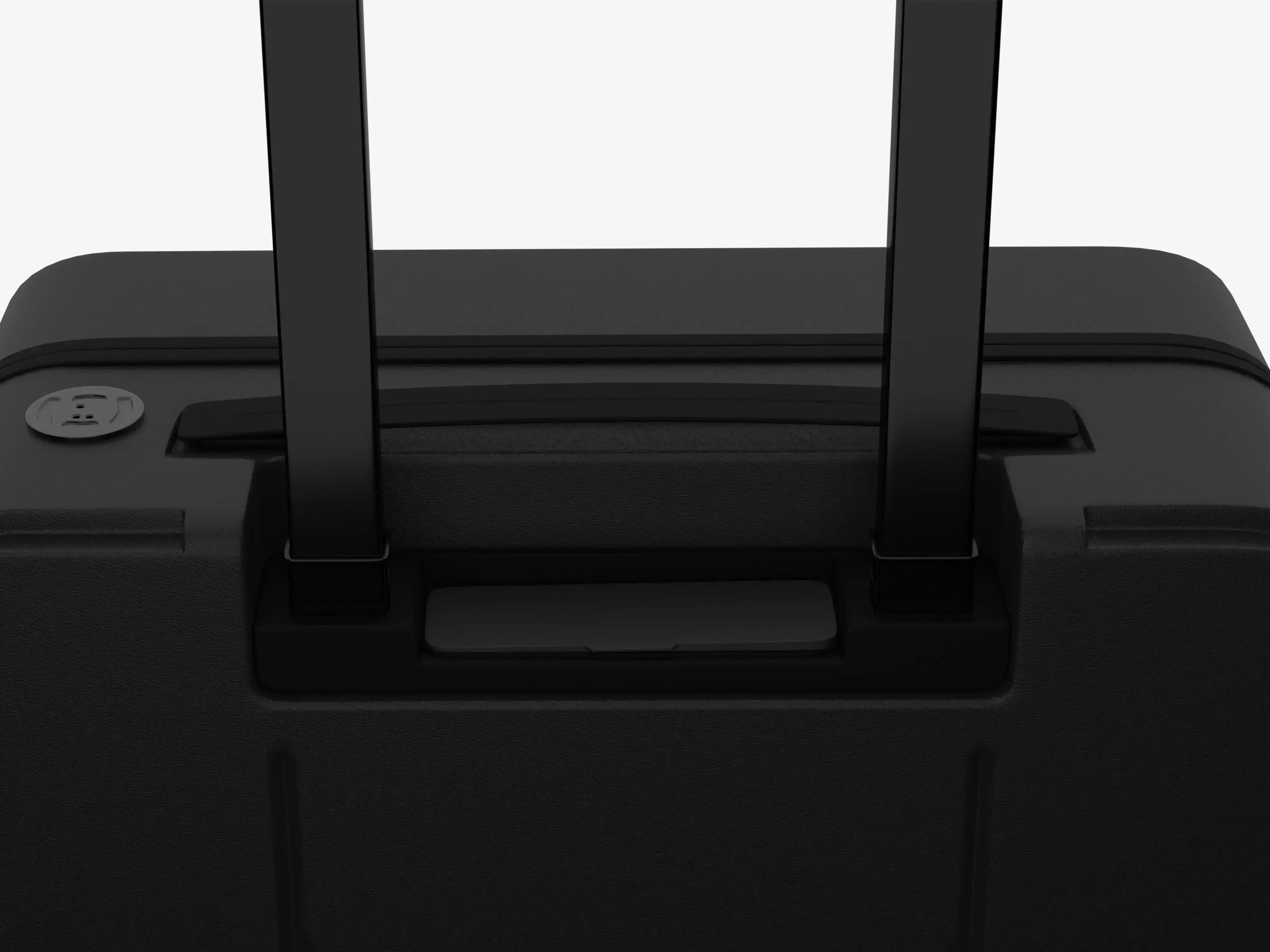 Person Riding Grey Jarviz Smart Luggage in Airport Terminal Demonstrating Mobility Feature