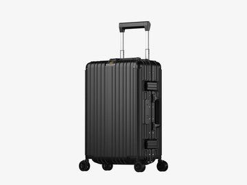 Black Aviator Luggage with Biometric Fingerprint Lock and 360-Degree Wheels for Smooth Travel