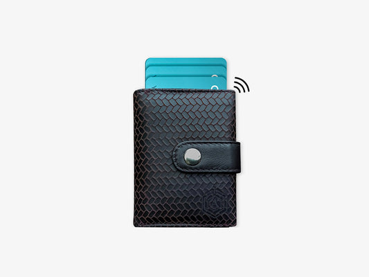 Premium Leather Smart Card Holder Wallet with RFID Security and GPS Tracking Technology