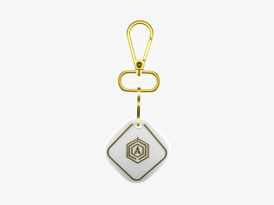 White Smart Keychain with Bluetooth Tracking, Anti-Loss Alarm and 20-Meter Detection Range