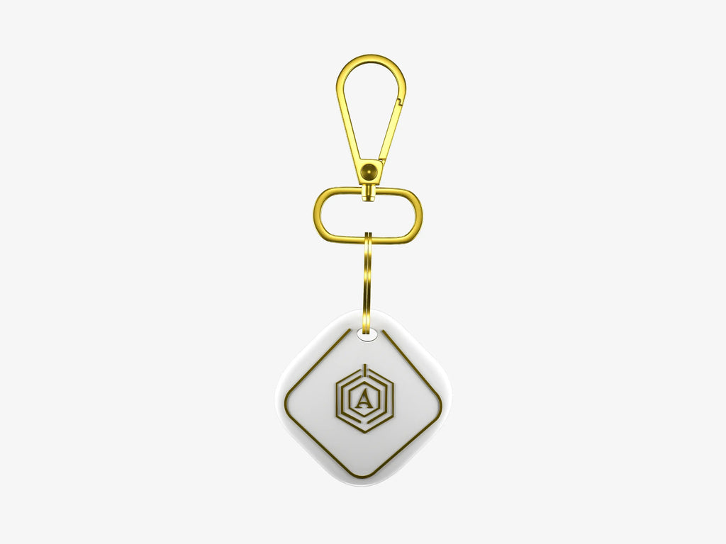 White Smart Keychain with Bluetooth Tracking, Anti-Loss Alarm and 20-Meter Detection Range
