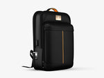 Orange Smart Pac Leather Backpack with Biometric Fingerprint Lock and Professional Organization Features