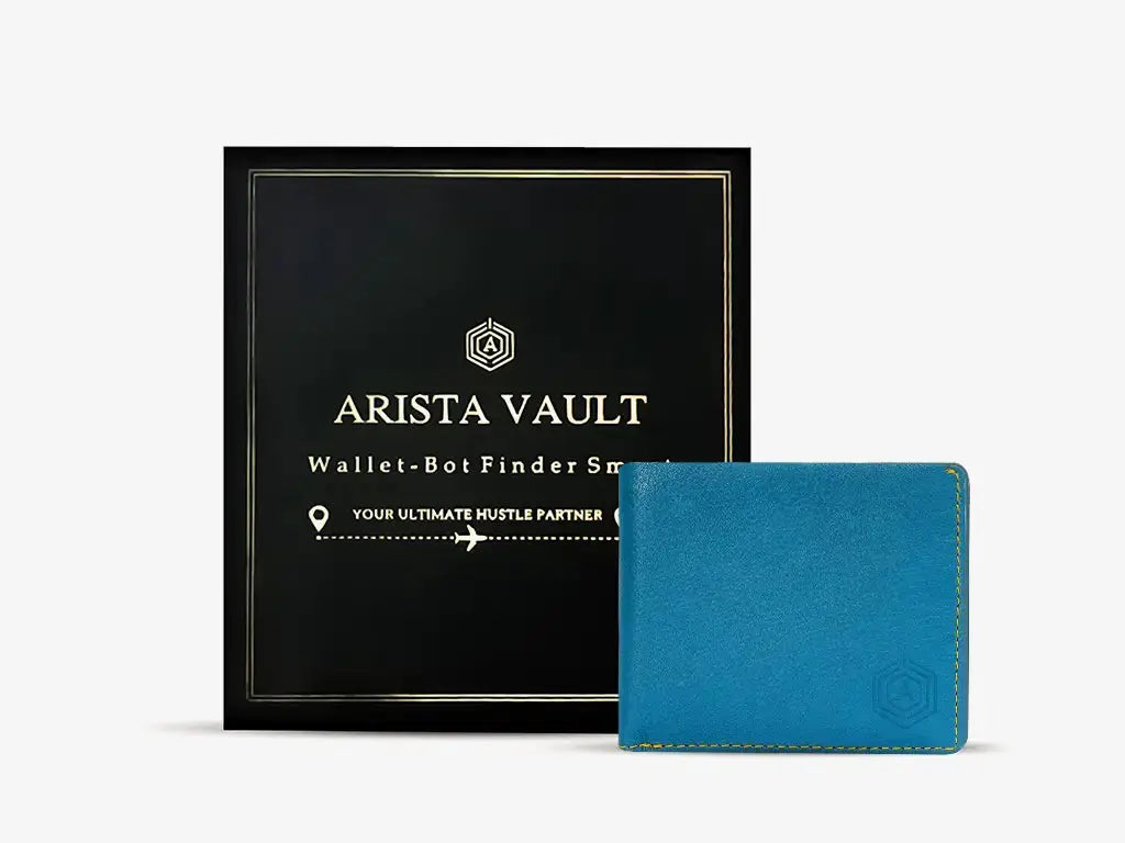 Inside View of Blue Traveller Wallet Showing Passport Compartment, Card Slots and Cash Section