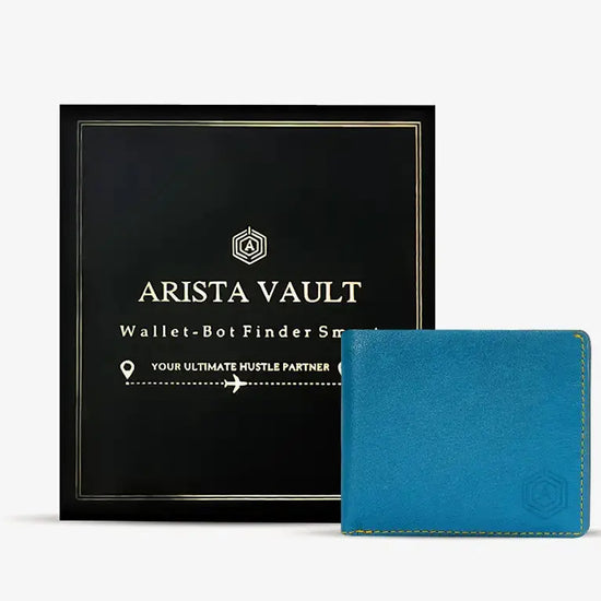Inside View of Blue Traveller Wallet Showing Passport Compartment, Card Slots and Cash Section