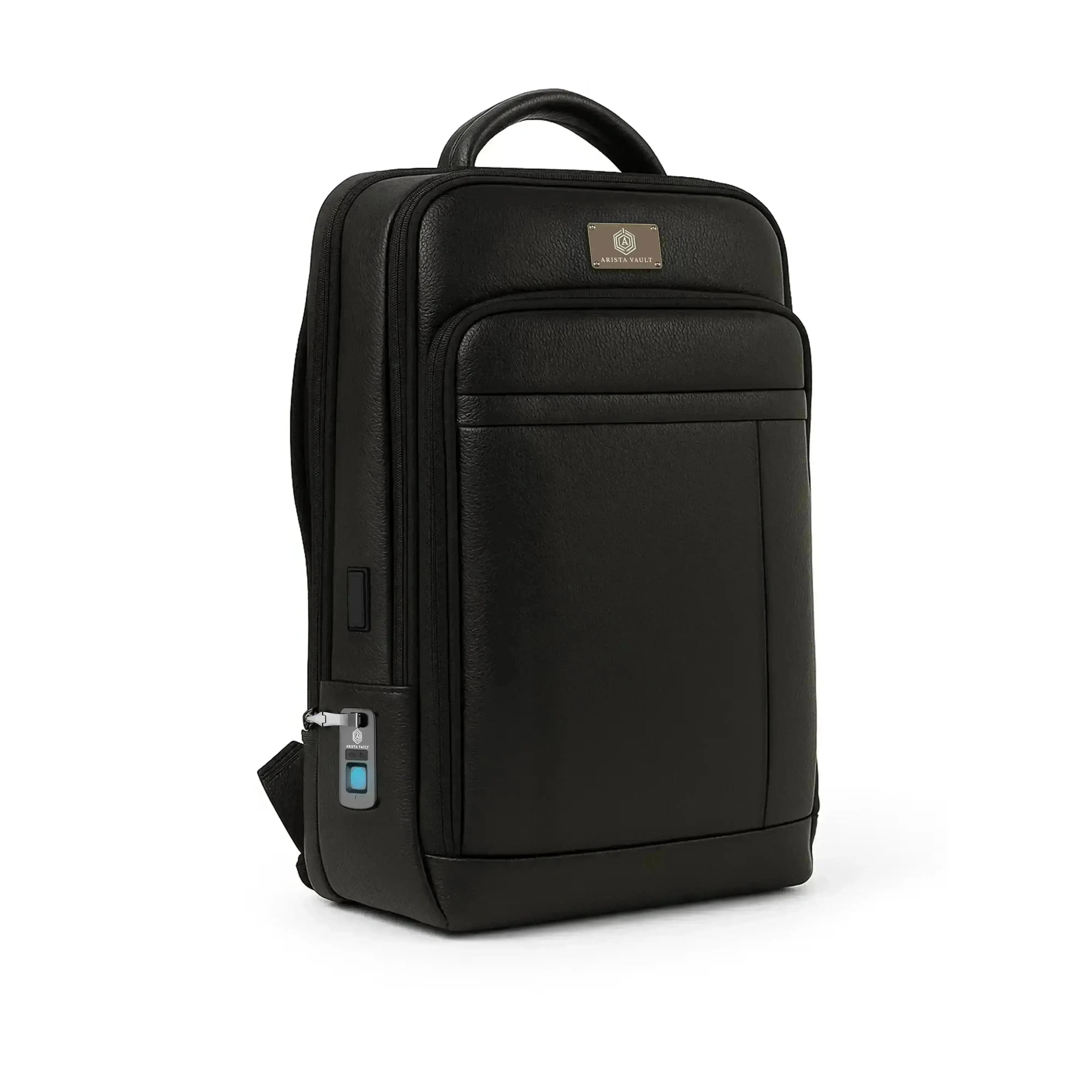 Fingerlock Fingerlock Leather Backpack | Black 30L Anti-Theft Backpack – Arista Vault