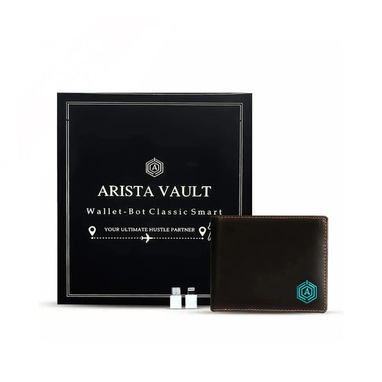 Wallet-bot Classic | Smart wallet | Inbuilt Powerbank (Brown) Arista Vault