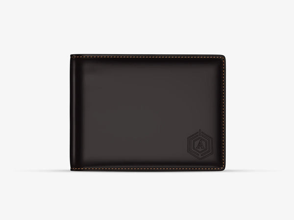 Brown Italian Leather Smart Wallet with Built-in Power Bank and Anti-Loss Technology