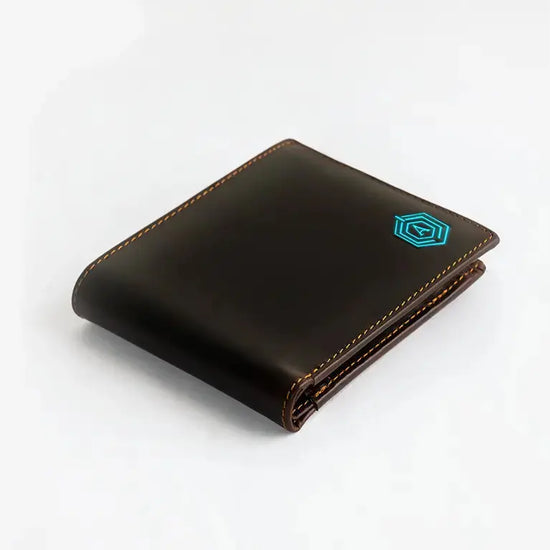 Side View of Wallet Bot Finder Showing Slim Profile and Premium Leather Construction