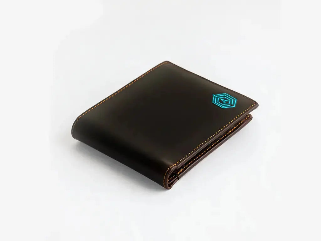 Side View of Wallet Bot Finder Showing Slim Profile and Premium Leather Construction
