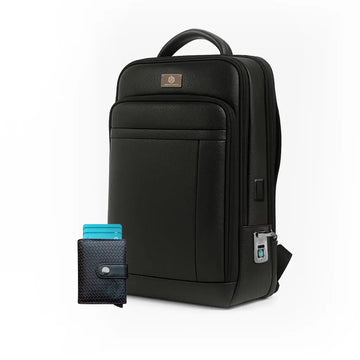Smart Card Bot + Fingerlock Leather Backpack Arista Vault