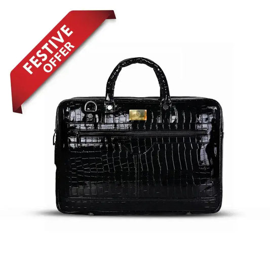 Croc-Textured Fingerlock Smart Laptop Bag Arista Vault