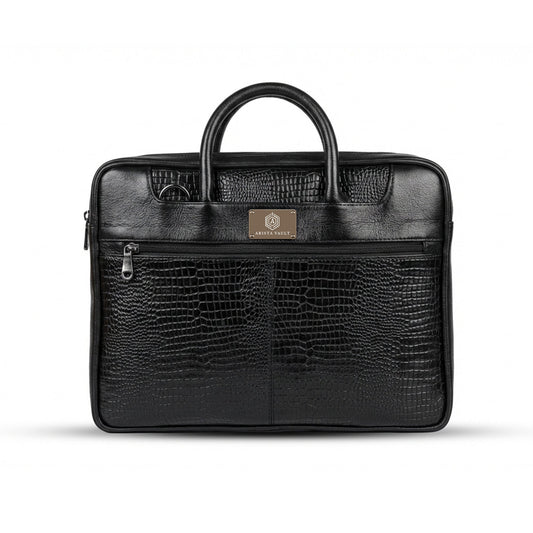 Croc-Textured Leather Bag Arista Vault