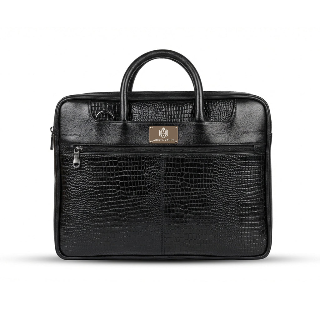Croc-Textured Leather Bag Arista Vault